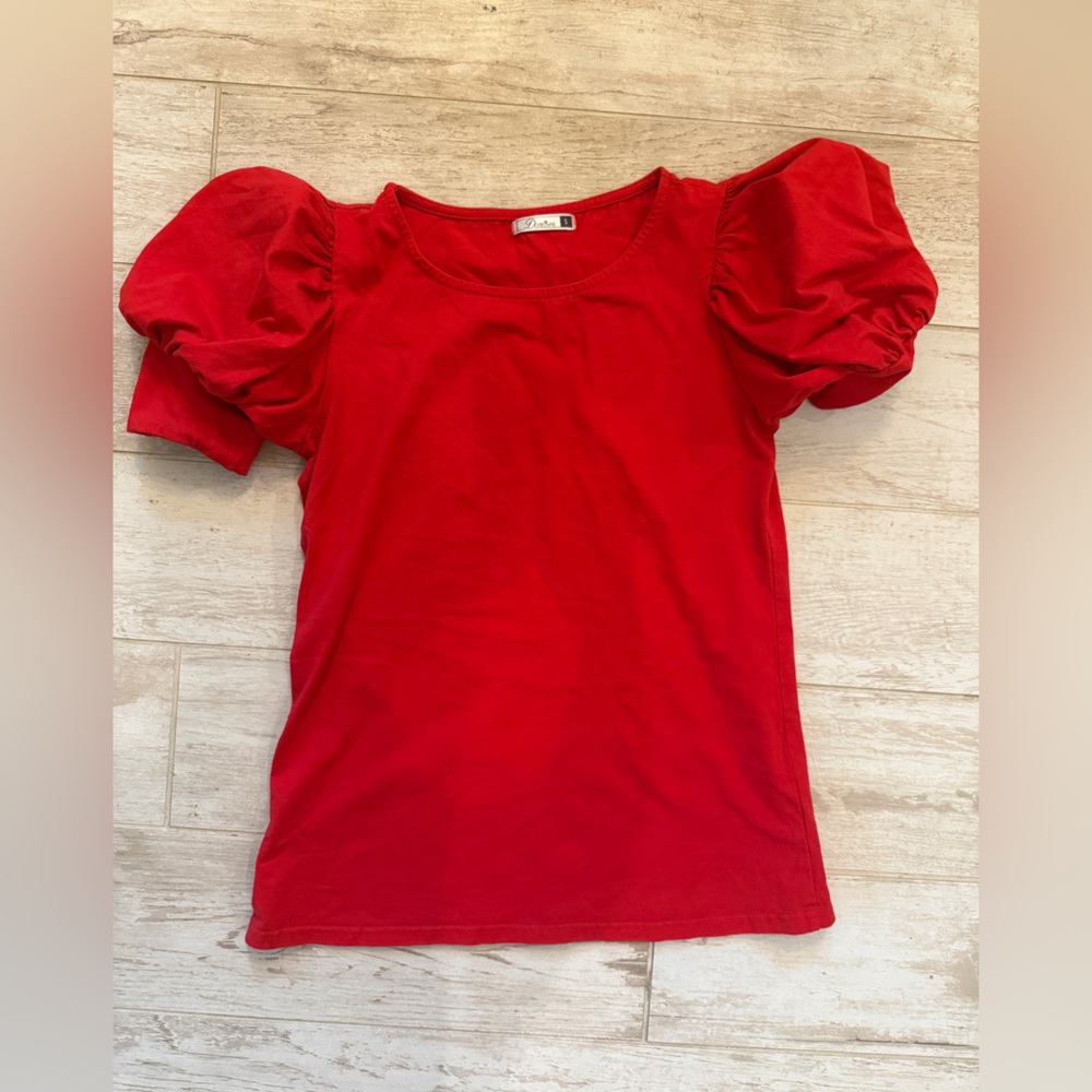 Zara Red Puff Sleeve Tee
